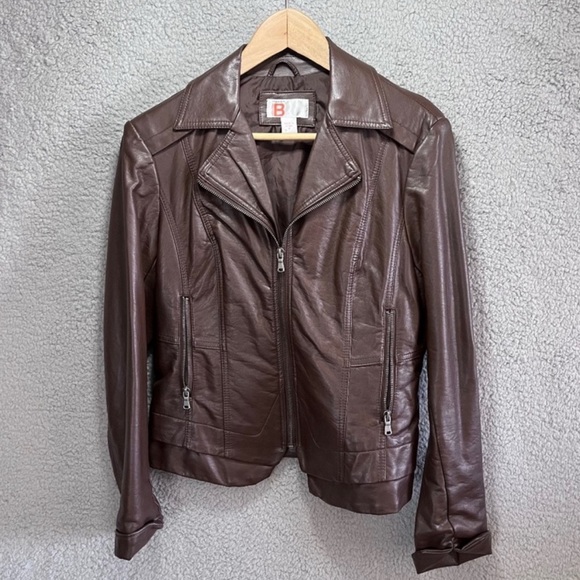Bernardo Jackets & Blazers - Bernardo Collection B Jacket Women Medium Brown Faux Leather Collared